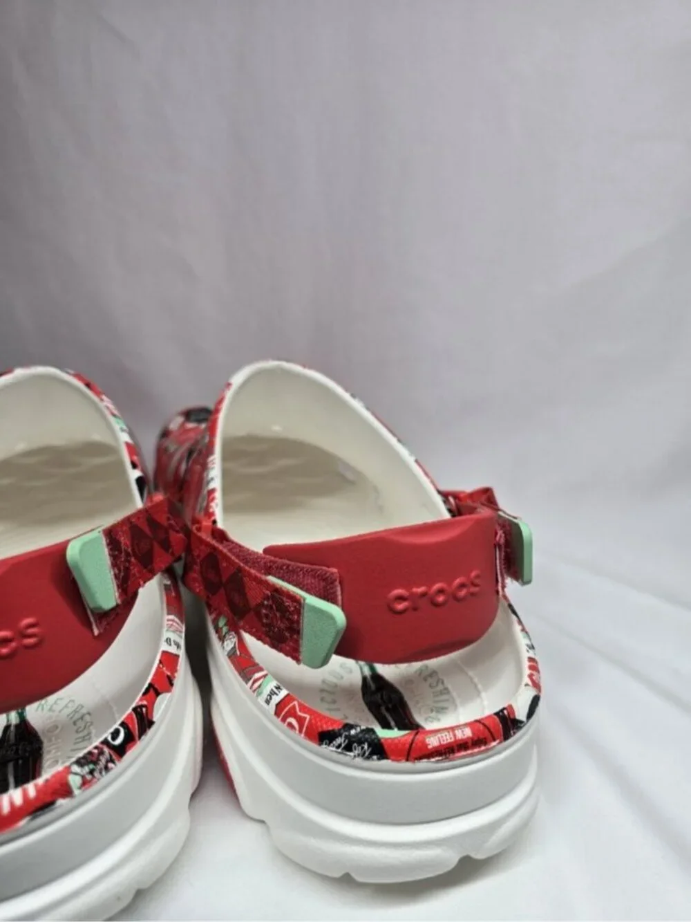 Crocs Mens COCA COLA ALL-TERRAIN CLOG White Red MENS SIZE 15- MISSING CHARMS